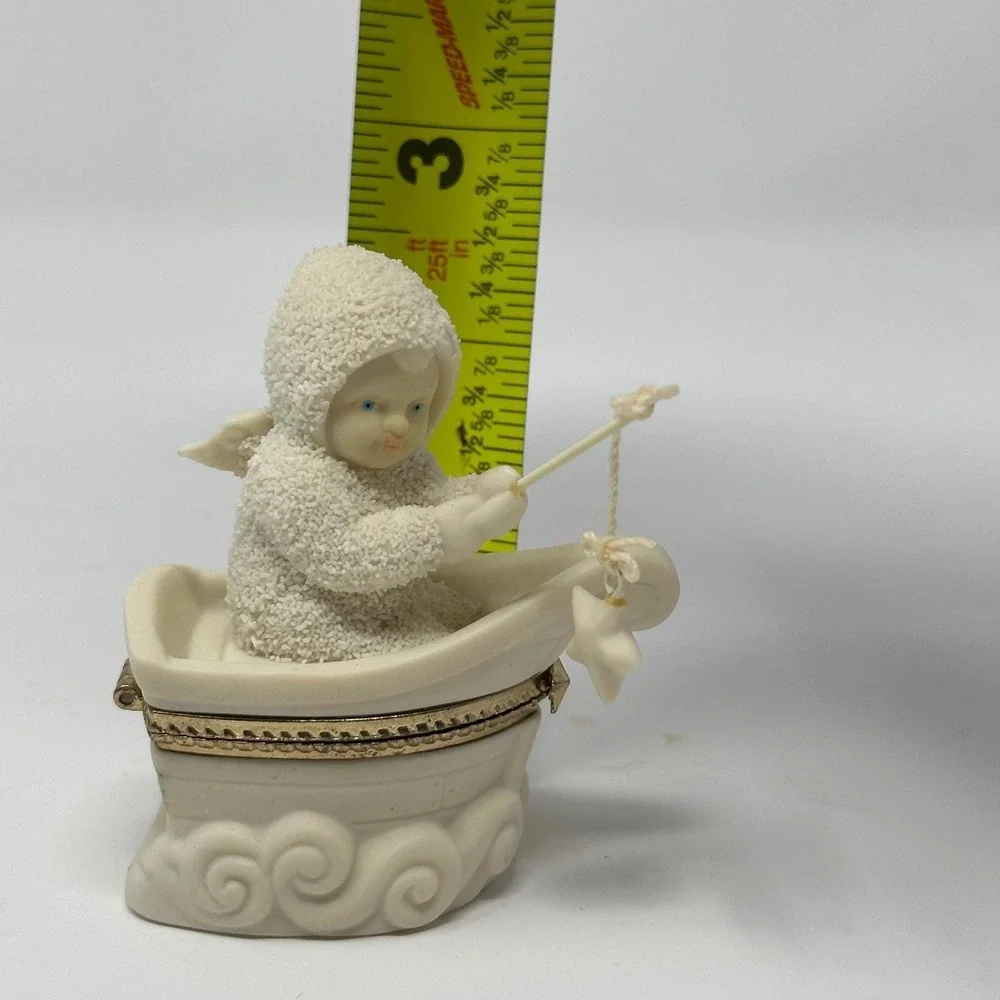 Dept 56 Snowbabies Rock-a-Bye Baby Bisque Porcelain Hinged Trinket Box Christmas